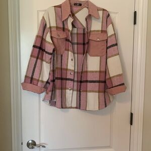 Pink plaid shacket